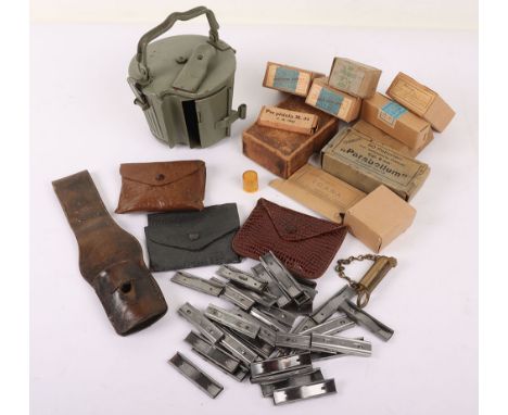 Mixed Equipment and Rifle Accessories, MG53 ammunition magazine, Typical Yugo painted green. Italian Carcano bayonet frog, go