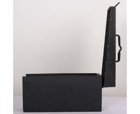 WW2 German MG34/42 Ammunition Tin: Painted ammunition belt tin with working clip and carry handle, stamped to top in good con
