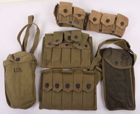 WW2 US Army Webbing Equipment, One M1923 cartridge belt, 1942 dated, all ten lift the dot fasteners work as should. Two M1 Th