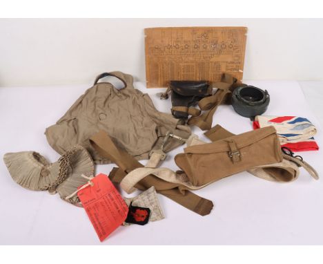 Military Equipment: Sealed pattern Ruffle with paper and cloth labels with various dates, aircraft compass base, harness with