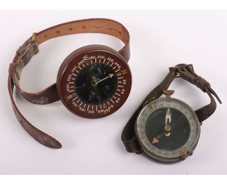 WW2 US Paratroopers Airborne Wrist Compass And Russian Adrianov Wrist Compass, Original WW2 US Airborne wrist compass with le