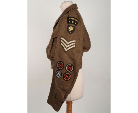 Battle Dress Blouse Somerset ACF, Somerset Army Cadet Force battle dress blouse, complete with regional insignia, Sgt stripes