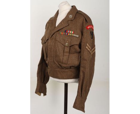 Wiltshire Regiment, 43rd Wessex Division Battle Dress Blouse, Embroidered titles with 43rd Wessex Division patches in silk. B