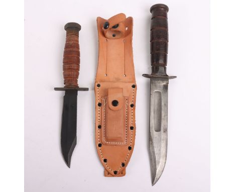 Two US / Canadian Knives, USN K-Bar & Survival, Ontario 499 air force survival knife and a K-bar knife. The survival knife is