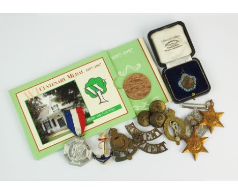 A assorted collection of medals, cloth and metal army badges, music medals etc, to include five World War II medals (a lot)