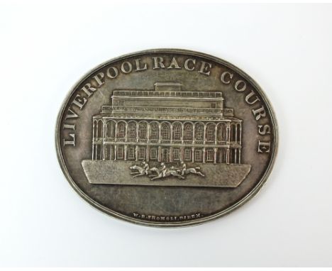 A 19th century silver oval Liverpool race course proprietors ticket, No. 204, by T.Halliday, 50mm x 40mm