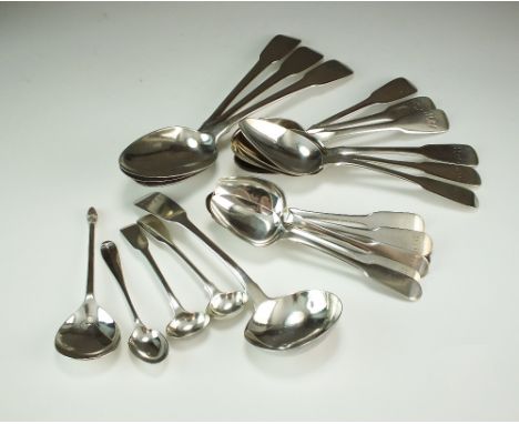 A collection of various silver spoons, to include dessert spoons, tablespoons and a ladle etc, various makers and dates, tota