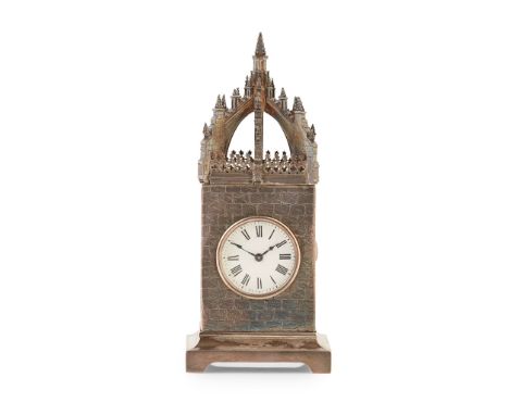 the rectangular case with engraved simulated brick work, the white enamel dial with black Roman numerals, the cresting a repr