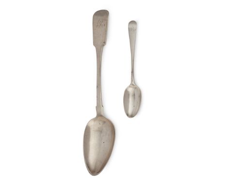 marked WS, ABD, WS, of Fiddle pattern, foliate R engraved to terminal; together with a set of six teaspoons, marked JE for Ja