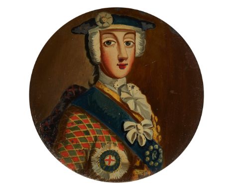 after Robert Strange, the half-length portrait of Prince Charles in tartan jacket with blue sash for the Order of the Garter 