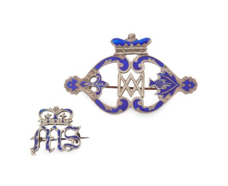 the largest of shaped outline with thistle and crown motifs, the second modelled as the initials 'MS' below a crown, both wit