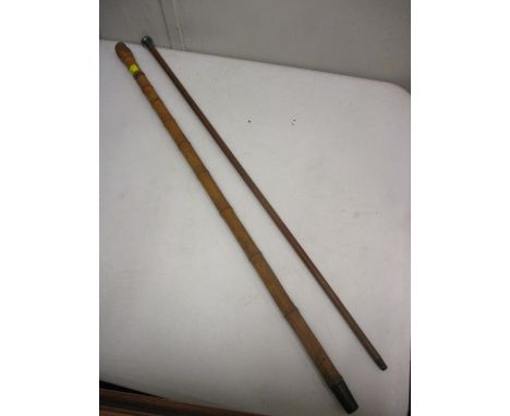 A silver topped walking stick, together with a sword stick 