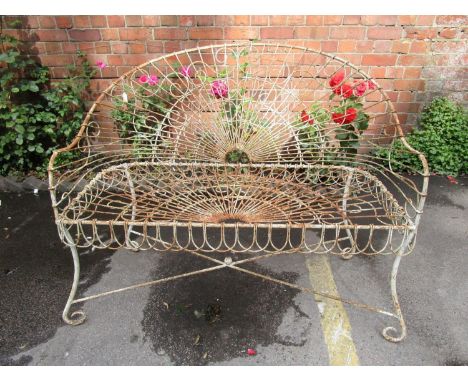 A metal wire constructed garden bench, 37 1/2"h x 44 1/2" x 19 1/2" 