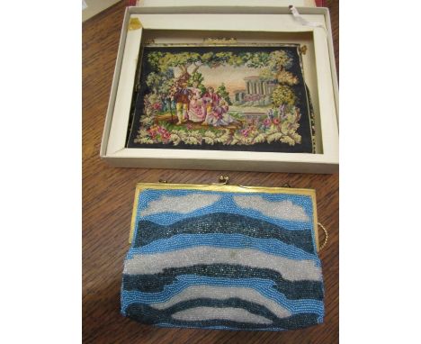 A 1950s/60s Italian Susan handbags of London beaded evening bag and a Jelles tapestry evening bag, boxed 