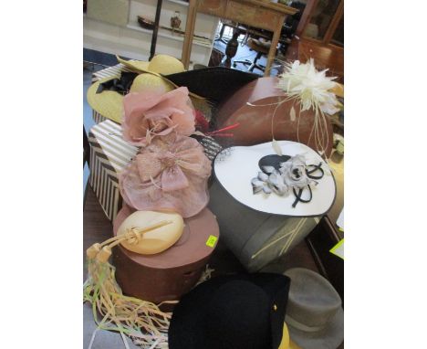 A quantity of modern ladies formal hats and fascinators to include Ambers of Amersham skull cap with streamers, together with