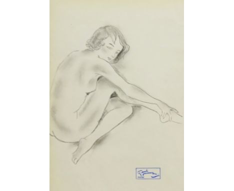 Jean-Gabriel Domergue (French 1889-1962): Female Nude Study, pencil with artist's studio stamp 28cm x 21cmDDS - Artist's resa