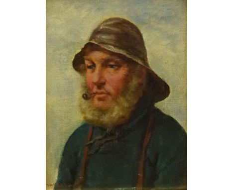 David W Haddon (British fl.1884-1914): The Old Fisherman and his Wife, pair portrait oils on canvas board signed 19cm x 14cm 