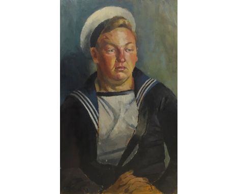 Gerald French (British 1927-2001): Portrait of a Sailor, oil on board signed and dated '53,  61cm x 38cm Provenance: with Dav