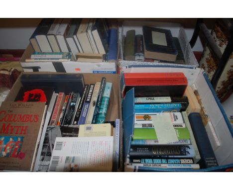 Four boxes of mixed militaria volumes, to include examples regarding The Bismarck, The Victorian & Edwardian Navy etc 