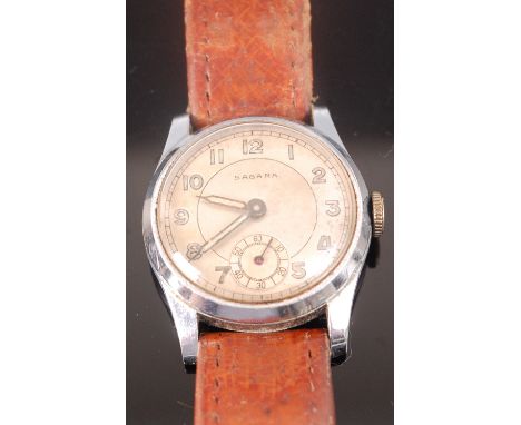 A Sagara gents steel cased wristwatch, having signed silvered dial with luminous markers, subsidiary seconds dial, manual win