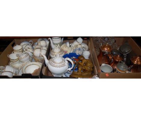 Three boxes of miscellaneous china and glassware to include; George Jones & Sons part tea and dinner service, a Richard Fishe