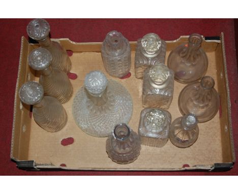 A box of miscellaneous glassware, to include cut glass ships decanter and stopper