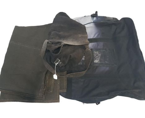 ROYAL ULSTER CONSTABULARY SATCHEL, UTILITY (BORDER RUC) AND BRITISH ARMY CANVAS WRAPPING SHEET