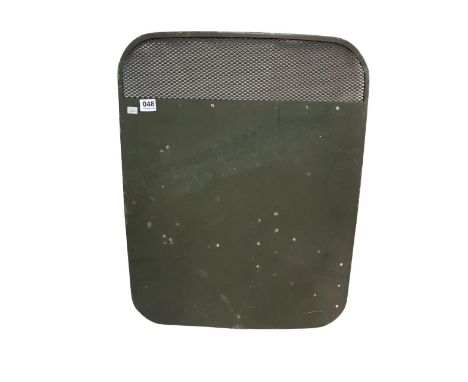 RARE 1960S/70S GREEN BRITISH ARMY BOGSIDE RIOT SHIELD (HANDLE BROKEN) 