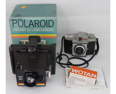 A Kodak Brownie Cresta 3 camera, together with a Polaroid Instant 10 land camera 