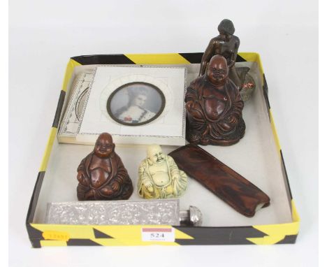 Miscellaneous items to include a Danish copper figure of The Little Mermaid, three resin figures of Buddha, two reproduction 