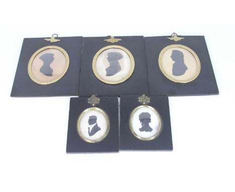 A collection of four Victorian portrait silhouettes, the largest 8.5 x 7cm 