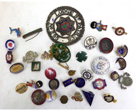 A collection of vintage badges, to include enamel examples, Blue Peter, British Legion, Butlin's, Golden shred etc