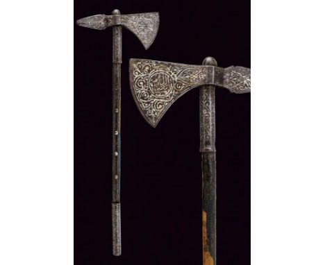 dating: late 18th Century provenance: Syria, Spearhead with slightly curved axe and triangular rear fluke, facetted iron club