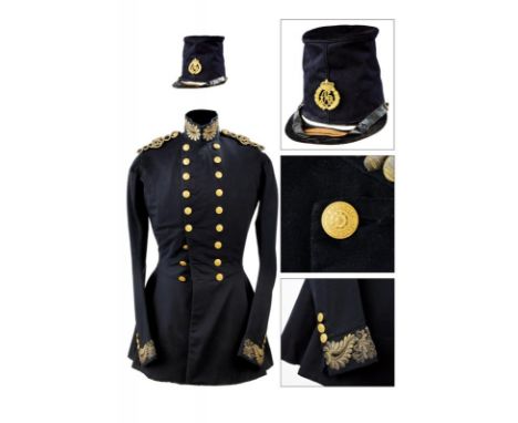 dating: circa 1848 provenance: Sardinian Kingdom, Dark turquoise, cloth cap with visor (partially detached) and leather chin-
