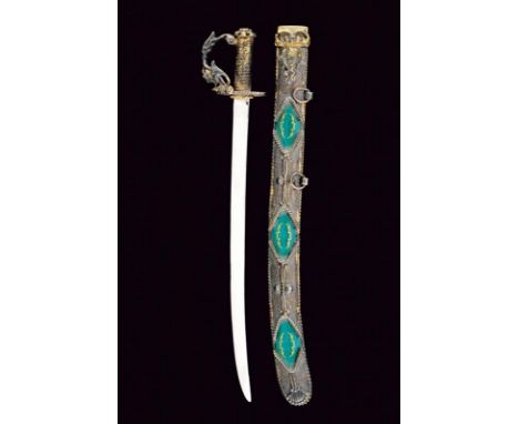 dating: circa 1900 provenance: Europe, Finely crafted, with smooth blade. Gilded silver mounts and scabbard, the scabbard als