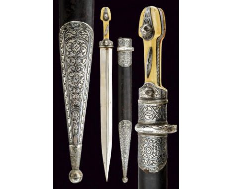 dating: circa 1900 provenance: Caucasia, Long, straight double-edged blade with deep asymmetrical groove and remains of an in