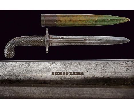 dating: Mid 19th Century provenance: Liege, Straight, double-edged blade with fuller at the centre, marked 'Doumonthier' and 