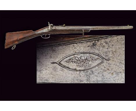 dating: Mid 19th Century provenance: Europe, Heavy, octagonal, round, rifled, two-stage, twisted, 23.4 mm (!) cal. barrel wit