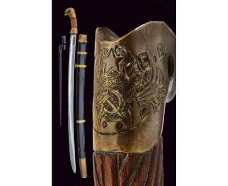 dating: 1941 provenance: Russia, Curved, single-and-false-edged blade with wide central fuller, tang with date '1941', with m
