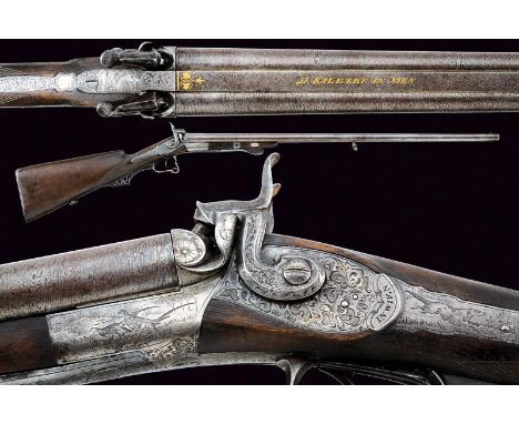 dating: about 1870 provenance: Vienna, Smoothbore, round, 17 mm cal. barrels (bores need cleaning, pitting), made of damask, 