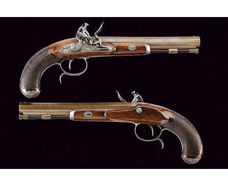 dating: 1801 - 1814 provenance: England, Smoothbore, octagonal barrels with remains of browning, marked on the back with a si