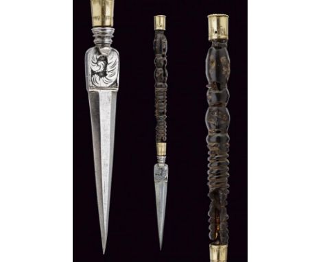 dating: Mid 19th Century provenance: Southern Italy, Small, straight, single-edged blade shaped as hunting daggers with tang 