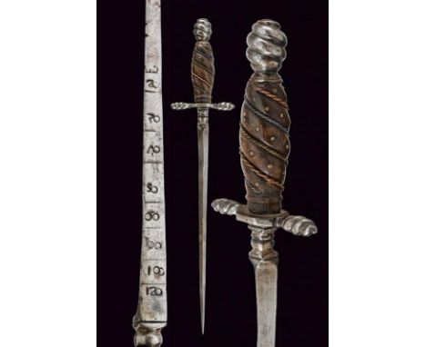 dating: 17th Century provenance: North Italy, Straight blade of triangular section, the broader side engraved with a graduate