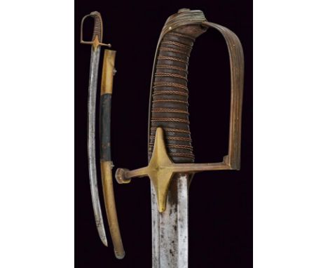 dating: First half of the 19th Century provenance: France, Wide, curve, single-and false-edged blade with wide central fuller