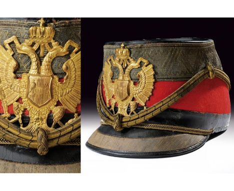 dating: circa 1900 provenance: Austria, Stiff body covered with fine red cloth, with oval-shaped peak made of black-painted l