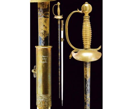 dating: Mid 19th Century provenance: Papal States, Beautiful, straight blade (18th century?) of hexagonal section, blued for 
