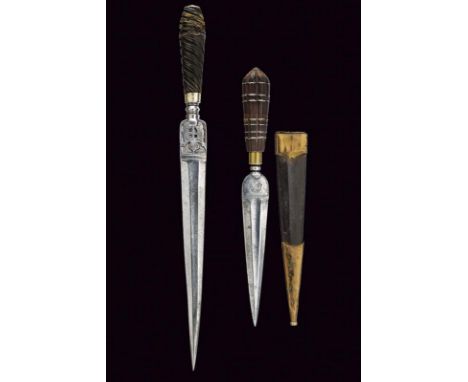 dating: First half of the 19th Century provenance: Southern Italy, Both with straight, double-edged blades of hexagonal secti