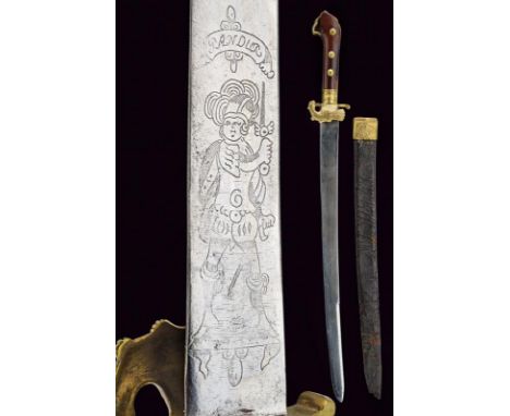 dating: late 18th Century provenance: Pressburg, Slightly curved, single-and false-edged blade, the base engraved with a figu