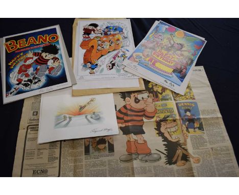 Limited edition Beano Print to celebrate the Millennium (23\2000) together with Beano 2/8/2003 Birthday colour print signed e