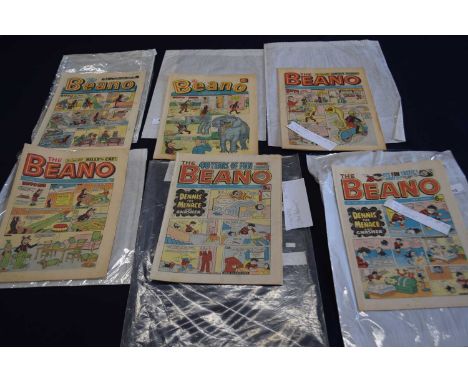 6 Vintage Beano comics, 'The Beano No. 1010 - November 25th, 1961', 'The Beano No. 1480 - Nov 28th, 1970', 'The Beano No. 158